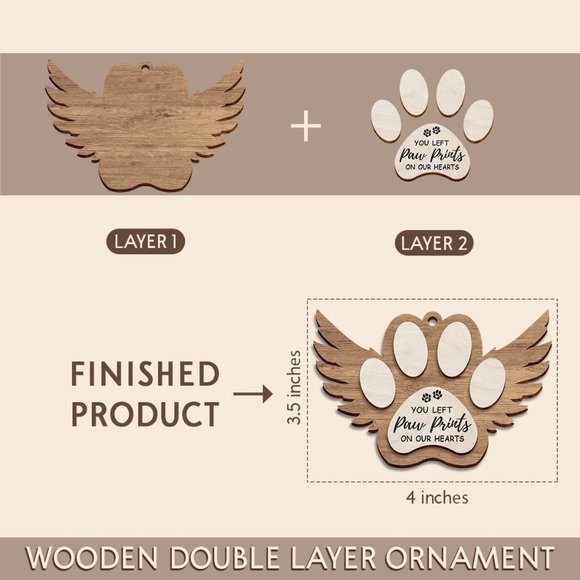 Paw Print Christmas Ornament, Pet Memorial Gifts for Dog Lovers, Pet Lover - Picture 3 of 4